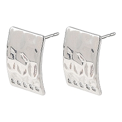 Platinum SHEGRACE Brass Stud Earring Findings, Rectangle, Cadmium Free & Lead Free & Nickel Free, Long-Lasting Plated, Platinum, 16x12.5mm, Hole: 1.3mm, Pin: 11x0.7mm