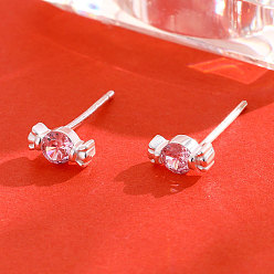 Бледно-Розовый 999 серьги-гвоздики из стерлингового серебра с кубическим цирконием в форме конфет, серебряные, розовый жемчуг, 3x6 мм