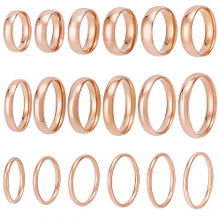 Розовое Золото 18шт. 18 стилей колец из нержавеющей стали, розовое золото , 2~6 мм, внутренний диаметр: 16.3~21.3 мм, 1 шт / стиль