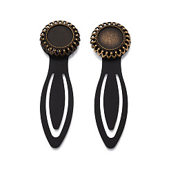 Античная Бронза Закладки из сплава и железа, с плоским круглым вращающимся подносом, античная бронза, 74.5~75.5x22.5x5.5~6 мм, Размер лотка: 14 мм