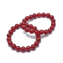 Jade Natural Jade Bead Stretch Bracelets, Round, Dyed, 2 inch~2-3/8 inch(5~6cm), Bead: 5.8~6.8mm