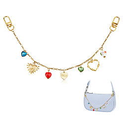 Разноцветный 2 шт 304 цепи из нержавеющей стали для джинсовых брюк, с подвесками в форме сердца из сплава и латуни и поворотными застежками из сплава, золотые, красочный, 320 мм