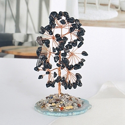 Обсидиан Украшения из натуральной крошки обсидиана, Агатовая пластина с медной проволокой, энергетический камень по фен-шуй, подарок для украшения дома, 60x125 мм