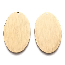 Золотой Ионное покрытие (ip) 304 подвески из нержавеющей стали, пустая бирка с матовой отделкой, лазерная резка, двухсторонний эффект тягового станка, овальные, золотые, 37x22.5x1 мм, отверстие : 1.8 мм