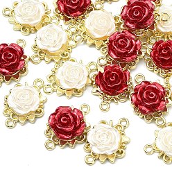 (52) Непрозрачная лаванда 20 шт. 2 подвески-соединители в виде цветка розы из сплава и пластика разных цветов, золотой свет, разноцветные, 22~22.5x15~15.5x5.5~6.5 мм, отверстие : 1.5~1.6 мм, 10 шт / цвет