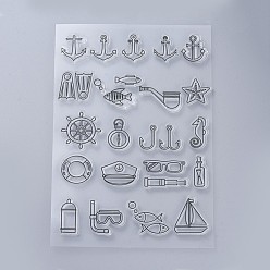 Anchor & Helm Silicone Stamps, for DIY Scrapbooking, Photo Album Decorative, Cards Making, Stamp Sheets, Anchor & Helm Pattern, 160x110x3mm