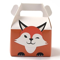 Fox Paper Cupcakes Boxes, Portable Gift Boxes, for Wedding Candy Boxes, Square with Animal Pattern, Fox Pattern, 8.5x11.5x15cm