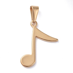 Golden 304 Stainless Steel Pendants, Musical Note, Golden, 25x16x2mm, Hole: 8x3mm