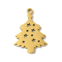 Рождественская елка 5шт. Рождество 201 подвески из нержавеющей стали, лазерная резка, реальный 18 k позолоченный, рождественская елка, 18x13x1 мм, отверстие : 1.2 мм