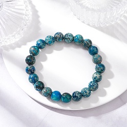 Имперская яшма Браслеты из окрашенной натуральной императорской яшмы, эластичные, для мужчин, круглые, внутренний диаметр: 2-1/4 дюйм (5.7 см)