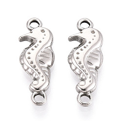 Нержавеющая Сталь Цвет 304 оправы для кабошонов из нержавеющей стали, морской конек, цвет нержавеющей стали, лоток : 1.5~1.8 мм, 24x8.8x3.5 мм, отверстие : 2 мм