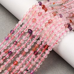 Другие Кварцы Натуральные кварцевые бусины супер семь нитей, граненые, круглые, 4 мм, отверстие : 0.8 мм, около 97~103 шт / нитка, 38~39 см