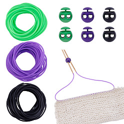 (52) Непрозрачная лаванда 15м 3 цвета полые трубы ПВХ трубчатый шнур из синтетического каучука, обернутый вокруг белой пластиковой катушке, с 6шт 3цветами пластиковые шнуры-замки, разноцветные, Шнур: 2 мм, отверстие : 1 мм, о 5м / цвет