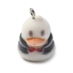 Черный Кулоны из флокированной смолы, утка, с железной платиной петлей, чёрные, 25.5x19x21 мм, отверстие : 2 мм