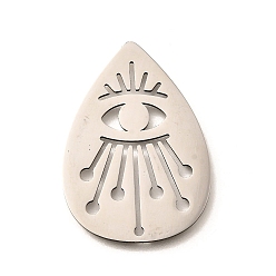 Нержавеющая Сталь Цвет 201 нержавеющей стали кабошонов, лазерная резка, слезинка со сглаза, анти-тускнение, цвет нержавеющей стали, 35x24.5x1 мм