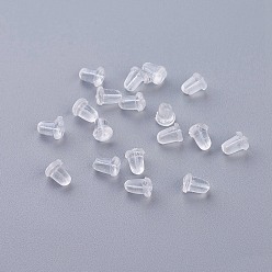 Clear Plastic Ear Nuts, Earring Backs, Clear, 5x4mm, Hole: 0.7mm