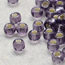 Темно-синий  Шифер Fgb 8/0 круглый стеклянный бисер класса А, серебряная линия, темный сланец синий, 8/0, 3x2 мм, отверстие : 1 мм, Около 10000 шт / фунт