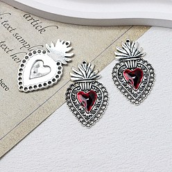 Сердце Подвески из эмали и сплава, чары священного сердца, античное серебро, сердце, 40x24 мм