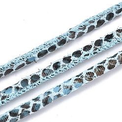 Sky Blue PU Leather Cords, Imitation Snakeskin, Sky Blue, 4~5mm, about 21.87 yards(20m)/roll