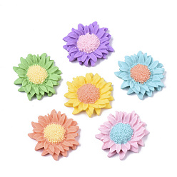 (52) Непрозрачная лаванда Непрозрачные кабошоны из смолы, цветок, разноцветные, 36x33x7.5 мм