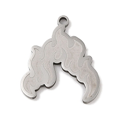 Stainless Steel Color Non-Tarnish 201 Stainless Steel Pendants, Fire Shape Charm, Stainless Steel Color, 23.5x20.5x1.5mm, Hole: 1mm