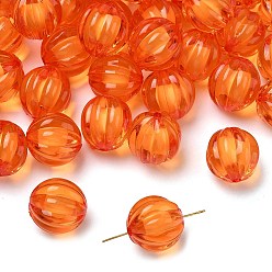 Оранжево-Красный Осенняя тема прозрачные акриловые бусины, бусина в бусине, круглые, тыква, оранжево-красный, 20 мм, отверстие : 3 мм, Около 128 шт / 500 г