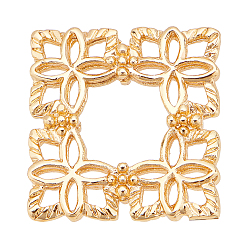 Real 18K Gold Plated Brass Filigree Joiners Links, Nickel Free, Square, Real 18K Gold Plated, 15x15.5x2.5mm, Inner: 7x7mm, 20pcs/box