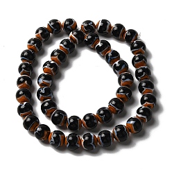 Black Handmade Lampwork Beads Strands, Round, Black, 12mm, Hole: 1.8mm, about 42~45pcs/strand, 18.50''~20.87''(47~53cm)