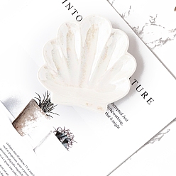 Белый Фарфоровые тарелки для украшений в форме ракушки, лоток для хранения колец, , серьга, белые, 110x15 мм