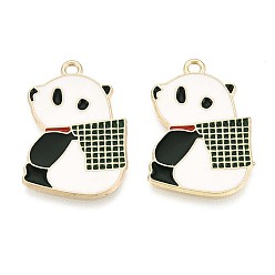 Черный Подвески из эмали и сплава, панда, без кадмия, без никеля и без свинца, золотой свет, чёрные, 28x19x1.5 мм, отверстие : 1.8 мм