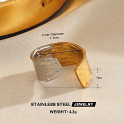 Другие 304 открытые кольца-манжеты из нержавеющей стали для женщин, золотые и нержавеющая сталь цвет, 10 мм, внутренний диаметр: 17 мм