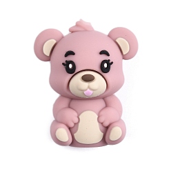 Pink Силиконовые бусины, Малая Медведица, розовые, 27.5x22.5x16.5 мм, отверстие : 2 мм