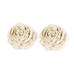 Бежевый Кабошоны из непрозрачной смолы в виде цветка, бежевые, 44~45x45~46x14 мм