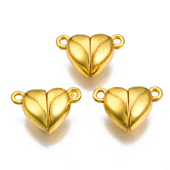 Золотой Магнитные застежки из металлического сплава с петлями, без кадмия, без никеля и без свинца, сердце, золотые, 10.5x16x7 мм, отверстие : 1.2 мм