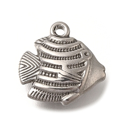 Нержавеющая Сталь Цвет Антикоррозийные 304 подвески из нержавеющей стали, очарование рыбы, цвет нержавеющей стали, 17x17.5x6 мм, отверстие : 1.8 мм