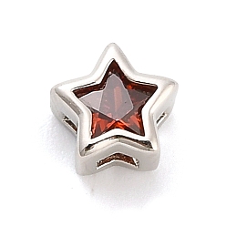 Платина Латунь с кубиками циркония, звезда, долговечный, стойки покрытие, без свинца и без кадмия, платина, 6x6.5x4 мм, отверстие : 2x1.5 мм