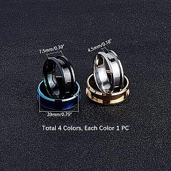 (52) Непрозрачная лаванда Рифленые кольца из нержавеющей стали, кольцевой сердечник, для изготовления инкрустации, разноцветные, Размер 10, 20 мм, 7.5 мм, 4шт / набор