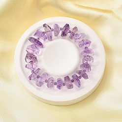 Аметист Природные чипы аметист растянуть браслеты, класс АА, граненые, составные браслеты для женщин, случайный с бумажной и пластиковой коробкой, внутренний диаметр: 1-7/8~2-1/4 дюйм (4.9~5.6 см)