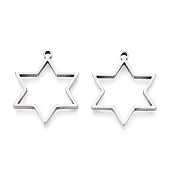 Звезда 201 подвески из нержавеющей стали, цвет нержавеющей стали, звезда, 37.8x29.8x3 мм, отверстие : 2.2 мм