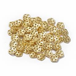 Золотой Тибетском стиле сплав шарик крышки, цветок, без свинца и без кадмия, золотые, 8x2 мм, отверстие : 1.5 мм