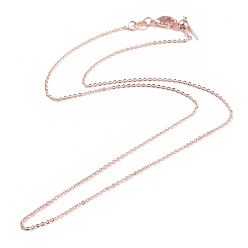Розовое Золото Латунные кабельные цепи ожерелья, долговечный, с застежками-карабинами и скользящими бусинами, розовое золото , 17.71 дюйм (45 см), 0.5 мм