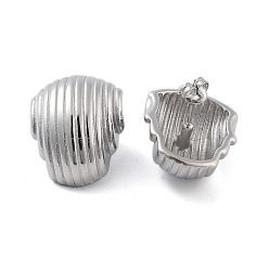 Stainless Steel Color Non-Tarnish 304 Stainless Steel Stud Earrings, Shell Shape, Stainless Steel Color, 25x19mm