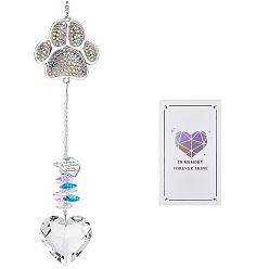 Серебро Памятные украшения для животных из сплава со стразами, отпечатки кошачьих лап, подвесные ловцы солнца, k9 стеклянная кисточка в форме сердца для украшения окон и улицы дома, серебряные, 46 мм