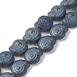 Стально-синий Стеклянные бусины с гальваническим покрытием , с полным покрытием цвета радуги, улитка, стальной синий, 12.5x11.5x4.5 мм, отверстие : 1 мм, около 50 шт / нитка, 24.41 дюйм (62 см)