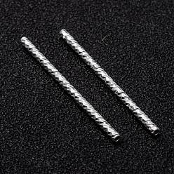 Посеребрённый Бусины из гофрированной латуни, долговечный, 925 серебро покрытием, 30x1.5 мм, отверстие : 0.7 мм