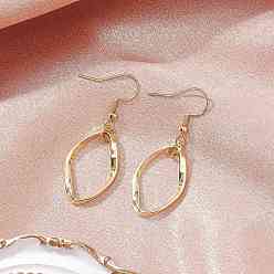 Золотой 304 из нержавеющей стали овальные серьги болтаться, золотые, 4.55x0.25 см