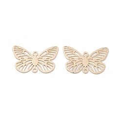 Light Gold Латунные филигранные подвески-соединители, без кадмия, без никеля и без свинца, ссылки бабочки, золотой свет, 12.5x19x0.3 мм, отверстие : 0.9 мм