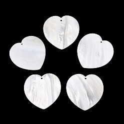Морская Ракушка Естественных пресноводных оболочки большие кулоны, сердце прелести, цвет морской раковины, 49~50.5x50~50.5x3~4 мм, отверстие : 2 мм
