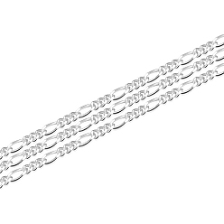 Серебро 925 серебряная цепочка фигаро, пайки, серебряные, 1.6x0.4 мм