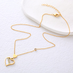 Золотой Минималистичные ожерелья из нержавеющей стали с подвеской в виде сердца и кристаллами из горного хрусталя для женщин, золотые